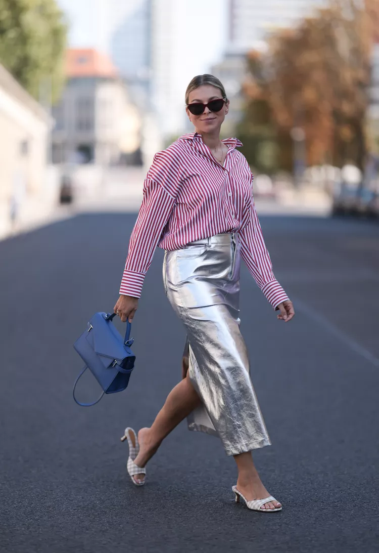 metallic leather skirt for blog